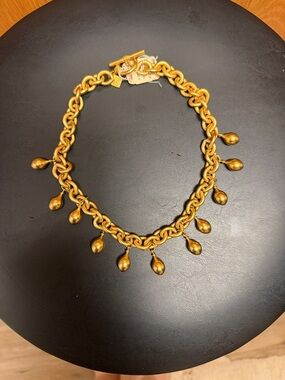 Vintage Anne Kline Gold Drop Charm Link Necklace - Women's Jewelry